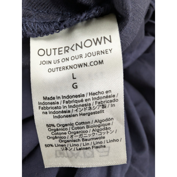 Outerknown S.E.A. Long Sleeve Organic Cotton Linen Jumpsuit Navy Sz L Coverall - Picture 8 of 11